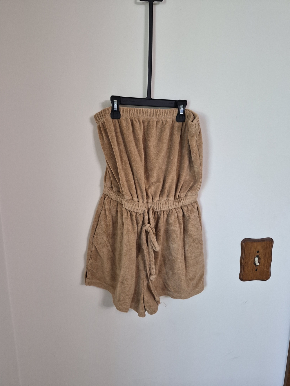 Forever 21 Small Strapless Tan Terry Cloth Romper Shorts